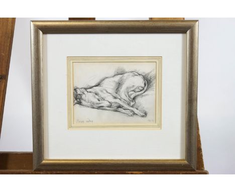 R H B, Whippet, pencil, 12cm high x 16cm wide
