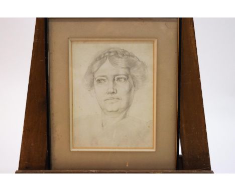 Late 19th century, portrait of  Laurence Irving's first wife, pencil, 27cm x 20cm