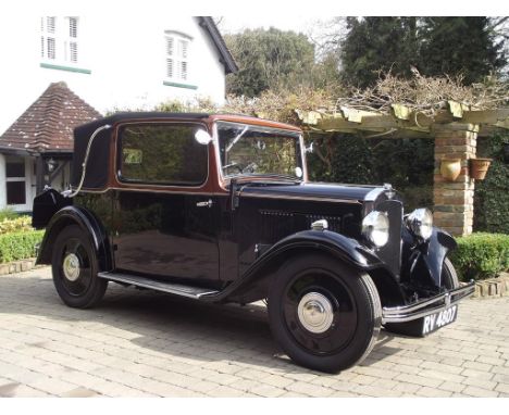 A 1934 Austin 10/4 Colwyn Cabriolet, registration number RV 4807, chassis number G33986, engine number IG 34094, black with b