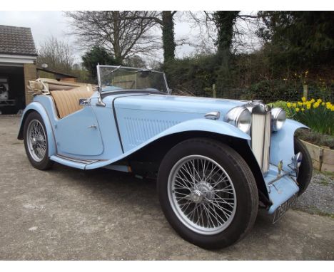 A 1948 MG TC, registration number 793 YUU, chassis number TC 5049, blue. MG's first post WWII sports car, the TC remained in 