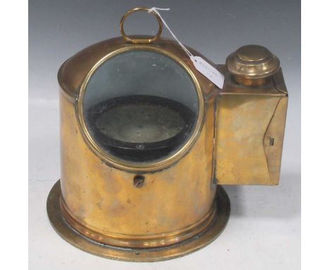A brass ship's binnacle floating compass, nautical but nice. Marked J W Searby of Lowestoft 22cm High