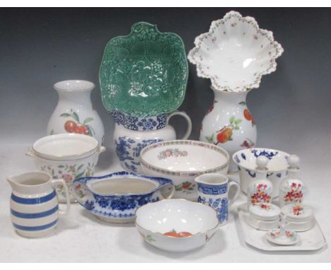 Mixed group of ceramics to include pair Royal Worcester Evesham vases, Royal Worcester flared cachepot with blue dragons on w