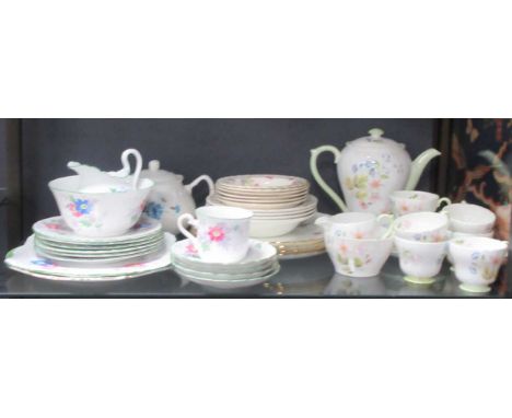 Pretty floral part tea services, Plant Tuscan China, Royal Osborne with forget me not pattern, Johnson Bros cornus pattern, W