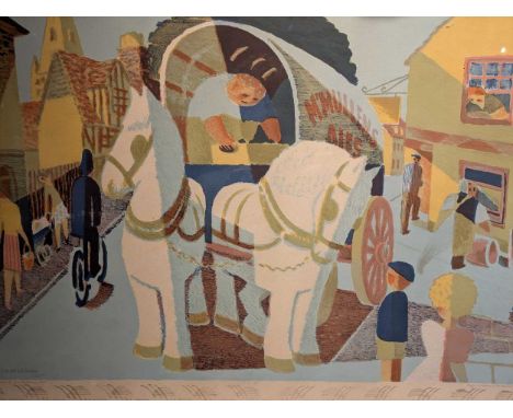 Tom Gentleman (British. 1882-1966) The Grey Horses,unsigned,printed by Baynard Press for School Prints Ltd,lithograph,48 x 74