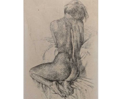 Mark Clark (British. b.1959-) Seated female nude,signed and dated in pencil 19(93),etching,20cm x 13cm (plate);With a further