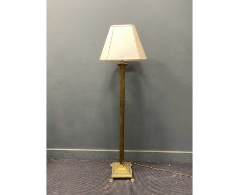 A brass Corinthian column standard lamp 157cm
