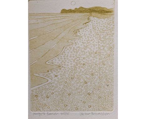 John Brunsdon ARCA (1933-2014) Norfolk Beach,signed in pencil lower right,etching and aquatint - 45/55 numbered edition,15cm 