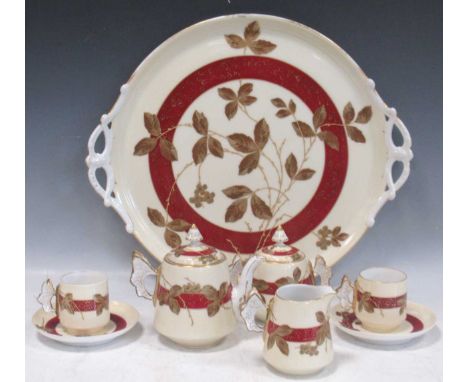 A Limoges Charles Field Haviland tête-à-tête tea service with butterfly handles, circa 1878, marked CDF-GDM (10 items includi