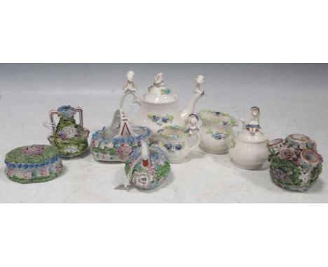 A mixed group of miniature tea services and ceramics, to include a Royal Crown Derby imari service comprising a tray, bowl an