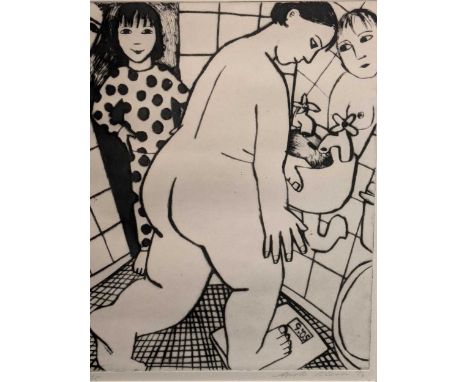 Anita Klein (Australian. b.1960-) Untitled - Nude in a bathroomsigned and dated in pencil 19(96) - 14/15 numbered edition,dry