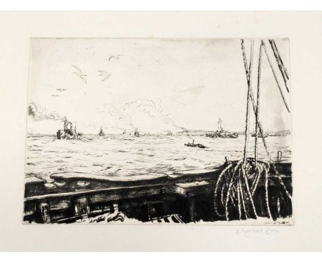 Sir David Muirhead Bone (British. 1876-1953) The Gull Lightship,signed in pencil lower right,etching,19cm x 26cm (plate)There