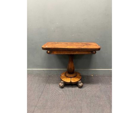 An early Victorian mahogany tea table faceted column on quatreform base 75 x 91.5 x 46cm, open 73 x 91.5 x 91cm. together wit