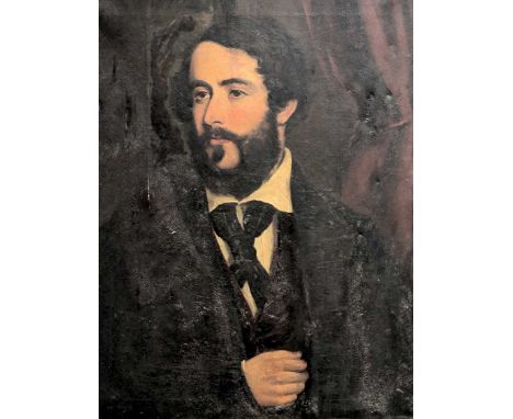 19th Century British School Bust length portrait of a bearded man in a white shirt and black tie, in a gilt moulded frame,uns