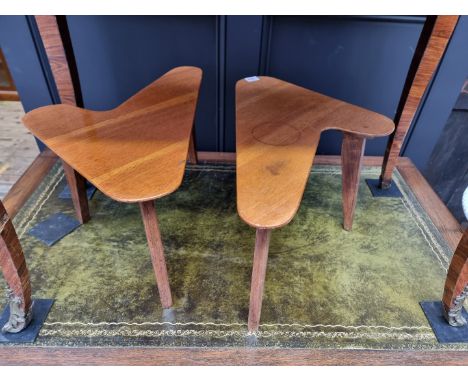 Two vintage oak 'Boomerang' low tables, 55.5cm wide. 