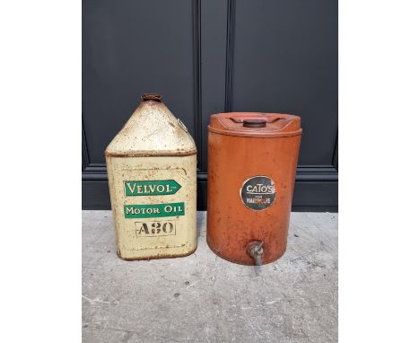 Automobilia: a vintage 'Velvol Motor Oil' can, 48.5cm high; and another. (2) 