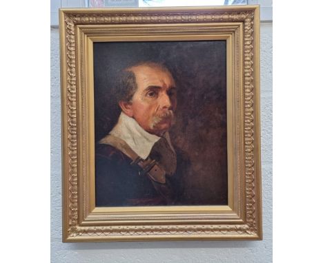 European School,&nbsp;19th century, head and shoulders portrait of a civil War Roundhead, oil on canvas, 52 x 41cm. 