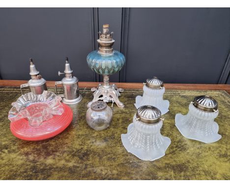 A set of three frosted glass light shades,&nbsp;each with rose; together with other similar items. (9) 