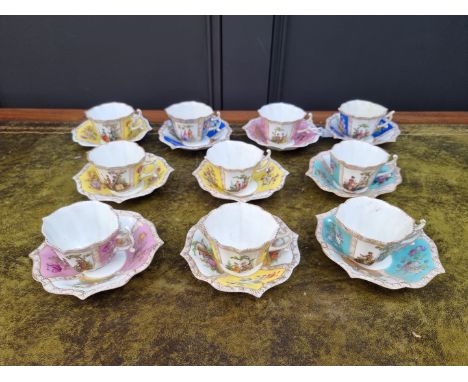 A set of ten Dresden porcelain cups and saucers. 