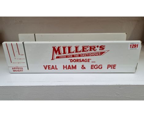 Advertising: an enamel Miller's pie cutting gauge, 40.5cm wide.&nbsp;&nbsp; 