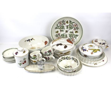 A collection of Royal Worcester and Portmeirion tableware. Including ' 'Evesham'  tureen, flan dishes and 'Botanic Garden' te