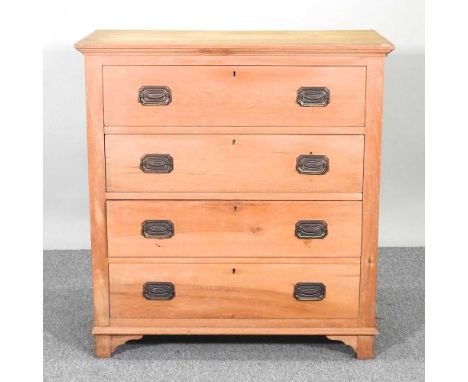An Edwardian satin walnut chest of drawers, containing four long drawers92w x 47d x 98h cmOverall condition is usable. Drawer