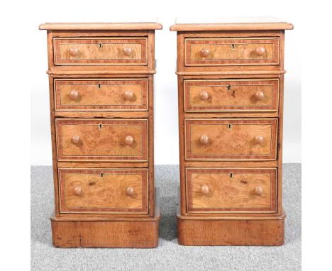 A pair of bespoke made oak bedside chests, each containing four short drawers (2)36w x 35d x 68h cm