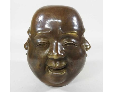A bronze four face Buddha, 20cm high