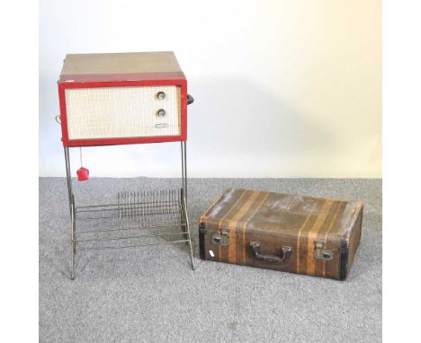 A 1960 Murphy radio, on stand, 40cm wide, together with a vintage case (2)