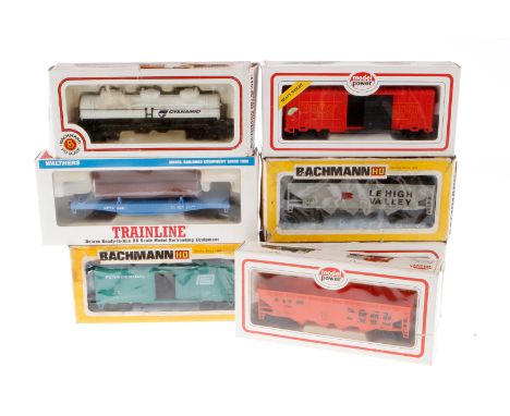 Konv. 7-Spur-H0-Wagen, Bachmann, Model Power und Walthers, je im tw besch. OK, Z 3