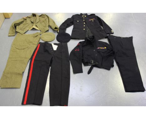 A Suffolk Regiment 1949 pattern captain's battledress with trousers and khaki beret, dated 1943, together with a blue No. 1 d