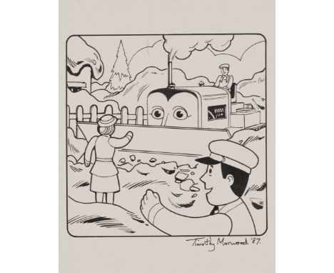 Timothy Marwood - 'Terence' (Terence the Tractor from 'Thomas the Tank Engine and Friends'), pen and ink, signed and dated '8