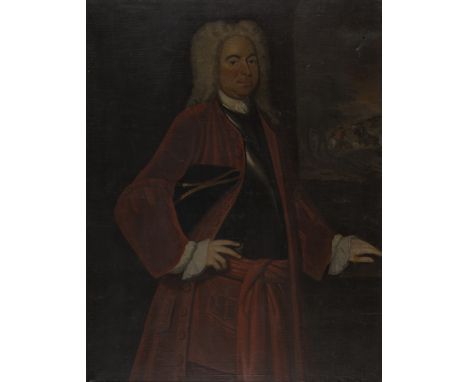 18th Century British School - Three-quarter Length Portrait of a Military Gentleman, oil on canvas, approx 124.5cm x 96.5cm, 
