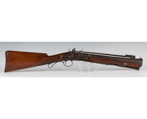A flintlock blunderbuss by Richardson with part-octagonal two-stage barrel, length approx 39cm, reconverted to flint from per