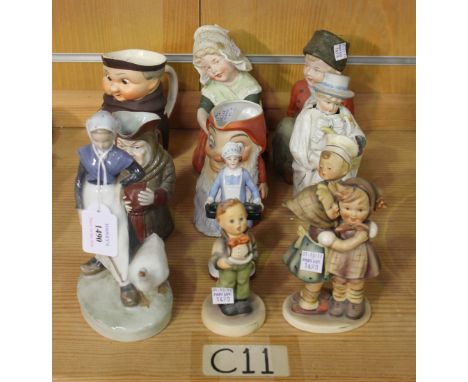 A Copenhagen porcelain model of 'Goose Girl', circa 1964, green printed factory mark painted blue wave mark and No '528' to b