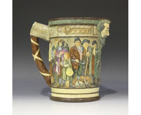 A Royal Doulton 'The Dickens Jug', designed by C.J. Noke, limited edition No. 932 of 1000, the body moulded in relief with a 
