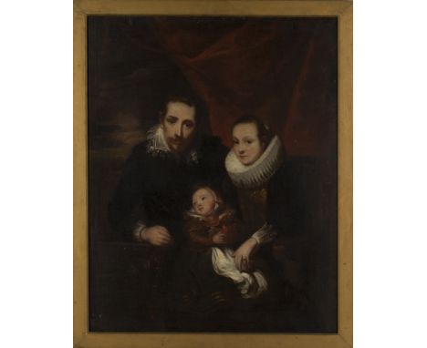 19th Century British School - Portrait of a Family in the style of Anthony van Dyck, oil on canvas, approx 76cm x 60cm, withi