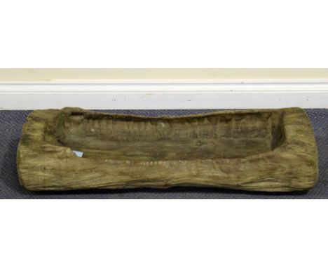 A 19th Century carved oak log trough, length approx 91cm.