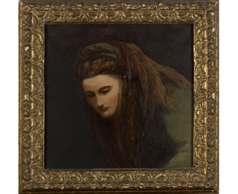 Wilfrid Scawen Blunt - 'Ahead' (Portrait of the Artist's Sister, Alice, in an Arthurian Role), oil on canvas, signed and titl
