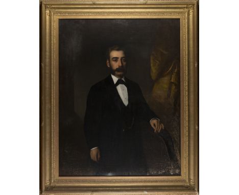 Late 19th Century Continental School - Three-quarter Length Portrait of a Gentleman in Evening Dress, oil on canvas, approx 1