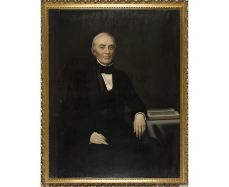 Late 19th Century British School - Portrait of a Gentleman in Evening Dress, oil on canvas, approx 128cm x 101cm, within a gi