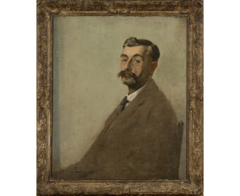 Gilbert Hall - Portrait of a Gentleman seated in a Chair, oil on canvas, signed and dated 1923, approx 60.5cm x 50cm, within 