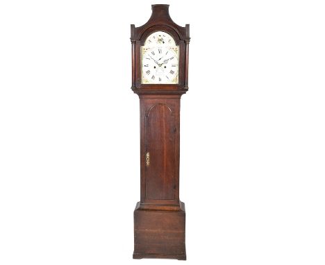 An 18th Century oak cased 8 day long case clock by J Popplewell, BridlingtonThe pagoda shaped hood with freestanding tapering