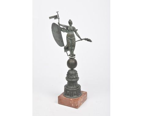 A 19th Century French bronzed weather vane figural finialThe revolving finial cast as a classical French female figure upon a