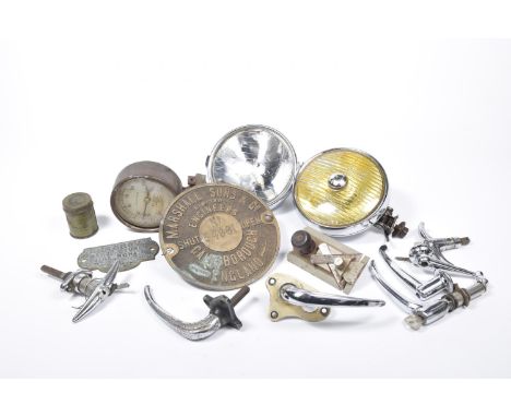 Vintage car lamps and effectsTo include a Lucas chromed spot lamp, a Miller spot lamp, a Marshall Sons & Co Engineers name pl