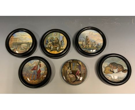 F &amp; R Pratt pot lids -  That No Jealous Rival Shall Laugh Me To Scorn;  The Snow Drift;  others (6) 