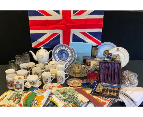 Commemorative - ceramics and glass, Victorian 1887 Jubilee press moulded plate;  1977 Jubilee;  commemorative tea spoons;  St