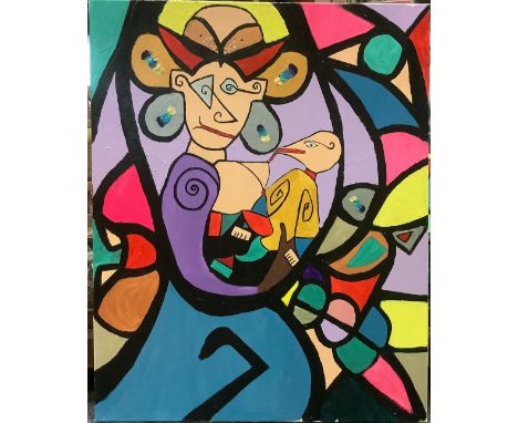 Matthew Rutherford (Art From A Locked-In Mind) Mary Mother and Child signed, acrylic on canvas, 81cm x 102cm Matthew suffered