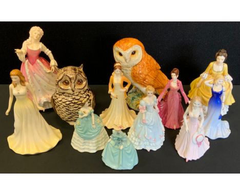 Coalport figures -  Debutante Paula, Amanda, Debutante Tricia, Lady Rebecca;   others;   Royal Doulton figures -  Pearl HN497