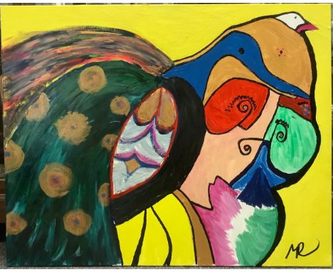 Matthew Rutherford (Art From A Locked-In Mind) Yellow Finch signed, acrylic on canvas, 102cm x 81cm Matthew suffered a trauma