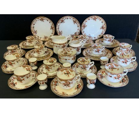 A late Victorian Record tea set, for nine, inc milk &amp; cream jugs;  side plates, cups saucers;   etc 